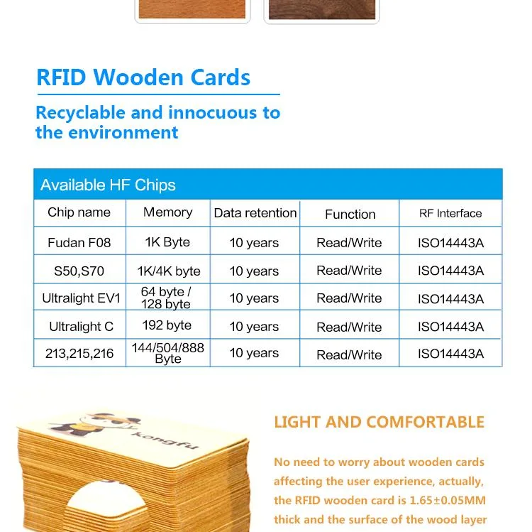 Direct Manufacturer 13.56MHz Passive Wooden RFID Card