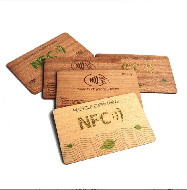 Logo Printing 13.56MHz RFID NFC Bamboo Wood Card for Management