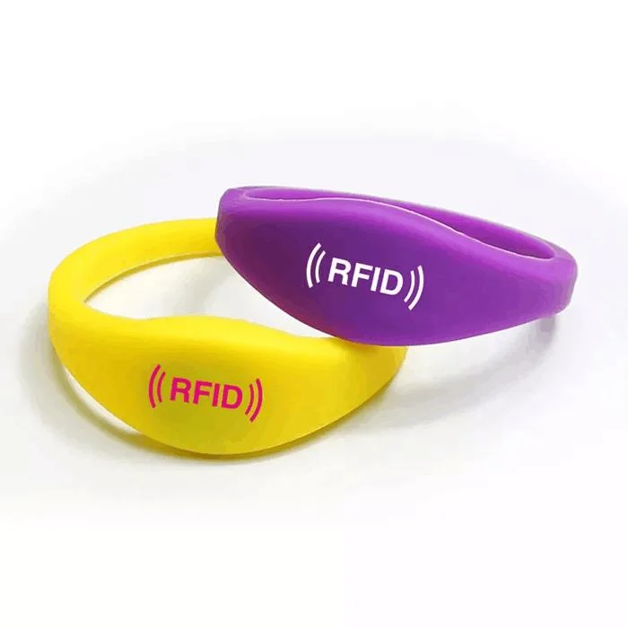 China OEM Colorful Passive RFID NFC Wrist Band Waterproof 13.56MHz Silicone Rubber Wristband for Access Control