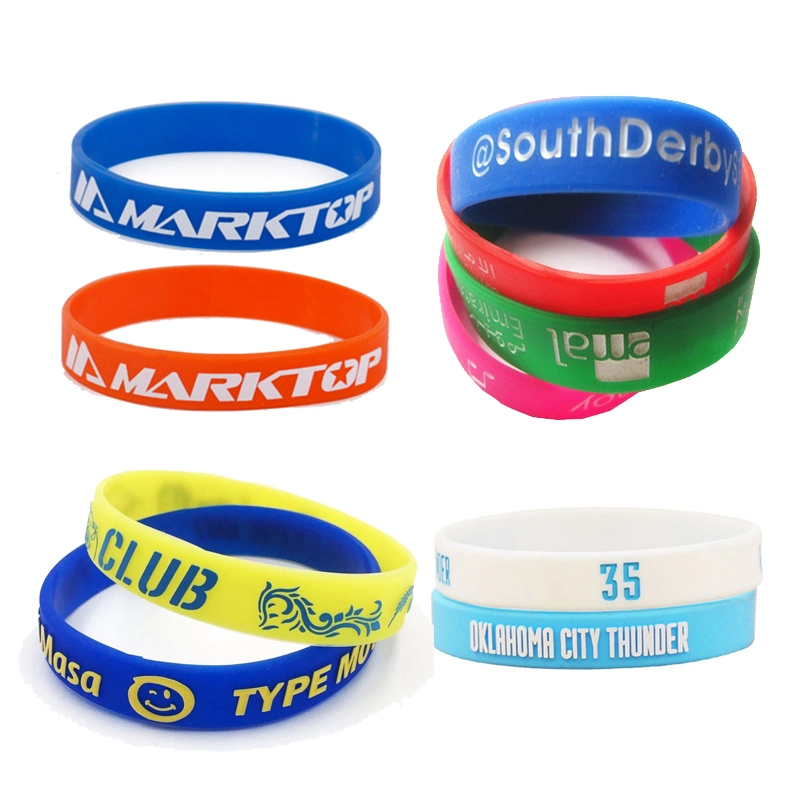 OEM Custom Silicone Rubber Embossed Debossed Printed Logo Wristband for Events