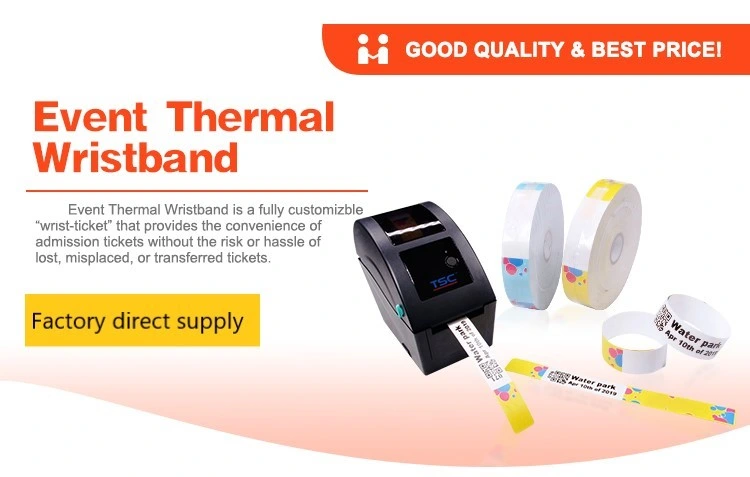 Ribbon Thermal Transfer RFID Paper Wristband for Printer Writeable Chip NFC Plastic Bracelet UHF Chips Thermal Wristband Disposable Wristband