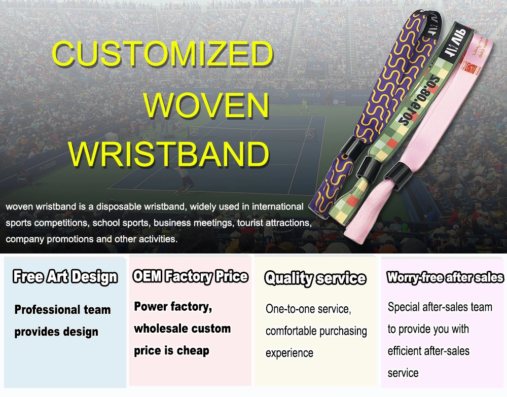 Wholesale Custom Fashion Promotional Fabric RFID Textile Polyester Ribbon Bracelet Hand Disposable Nylon Woven Wristband for Sport Event