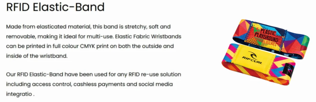 2023 Customized Nylon/Polyester Elastic Wristband with RFID/NFC Tag for Access Control